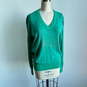 Vintage 80's LONIA Teal V-neck Sweater